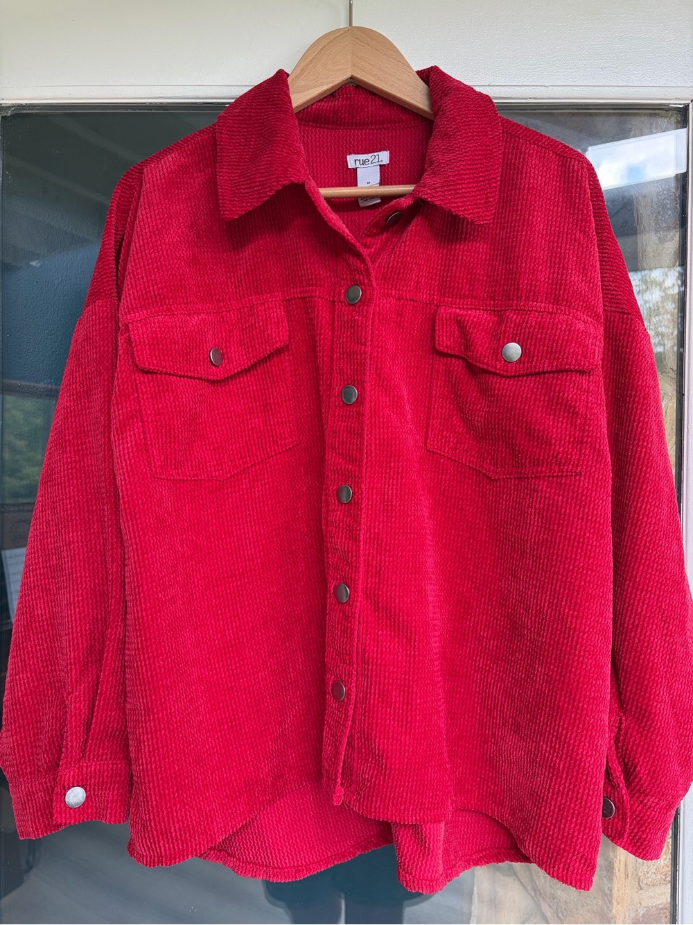 rue21 Red Corduroy Oversized Shacket Shirt Jacket Y2K Size M